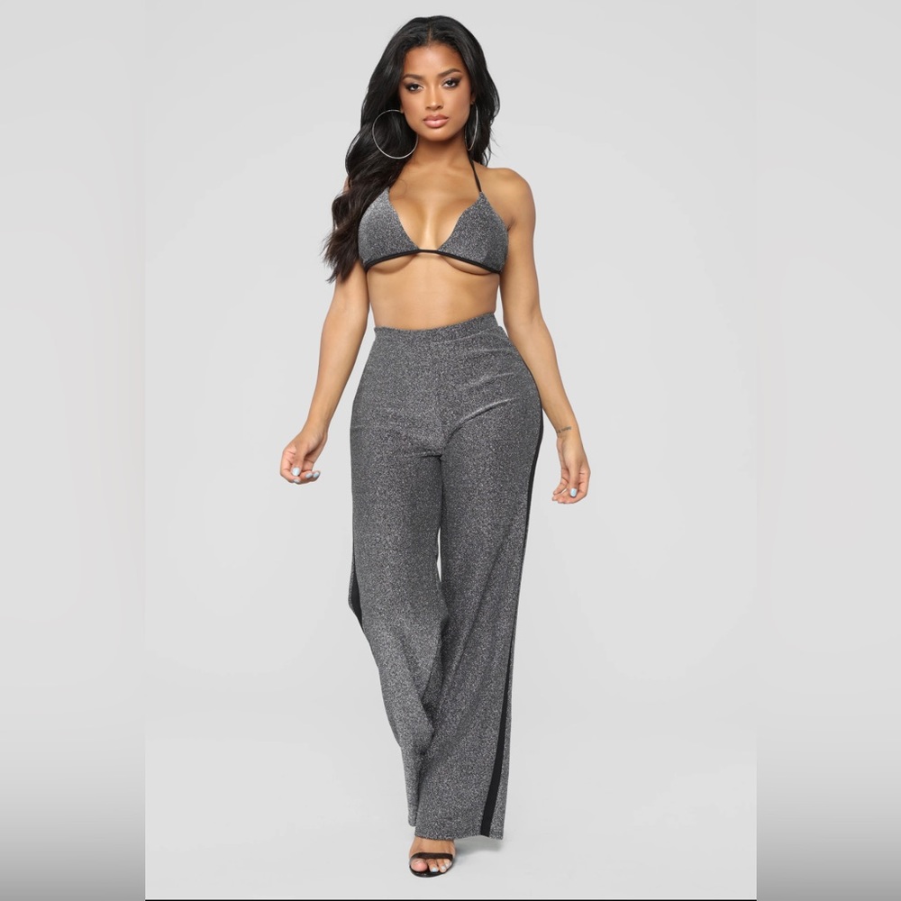 Gunmetal Fashion Nova Two Piece Pants Set